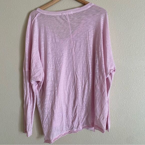 Free People On My Mind V-Neck Shirt in Flower Trail (Pink) - Picture 3 of 5